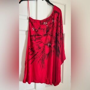 Express Pink Floral Print One Shoulder Dress